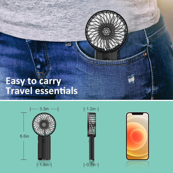 Portable Handheld Fan Black,Rechargeable Small Personal Fan,15H Max Cooling Time,4 Speeds Battery Operated Fan,Women,Men'S Travel Portable Handheld Fan Black,Rechargeable Small Personal Fan,15H Max Cooling Time,4 Speeds Battery Operated Fan,Women,Men'S Travel