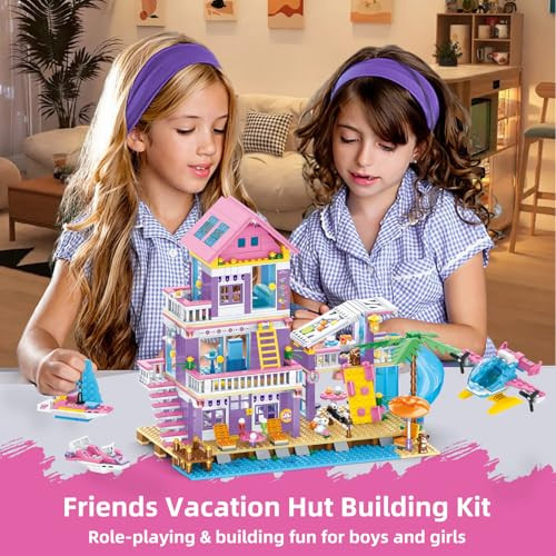 Wingift Beach House Building SetSeaside Beach Villa Building Toys Friends Vacation Hut 955 Piece