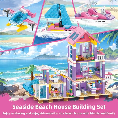 Wingift Beach House Building SetSeaside Beach Villa Building Toys Friends Vacation Hut 955 Piece