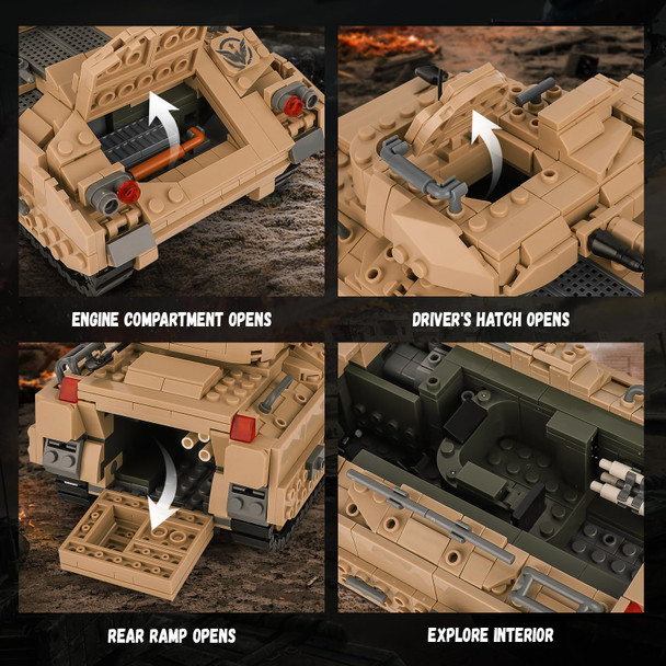 Newabwn M2 Bradley Tank Toy Building Set Infantry Fighting Vehicle Sparks Hours 1350 Pieces