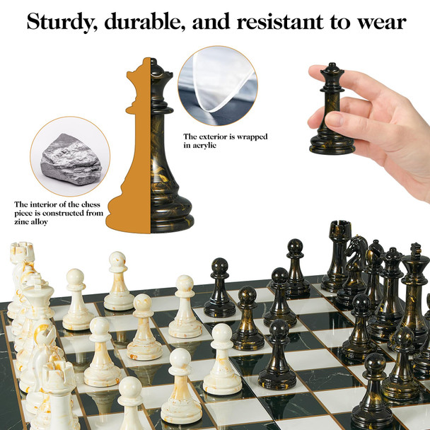 Oumoda 15 Large Chess Set For Adults With Extra 2 Queens Weighted