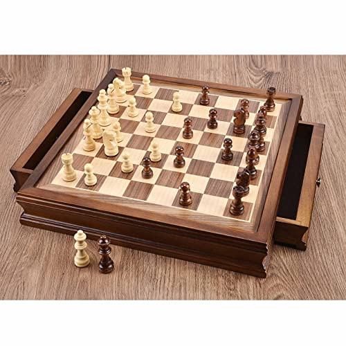 Amerous 12.8 X 12.8 Magnetic Wooden Chess Set With 2 BuiltIn Storage