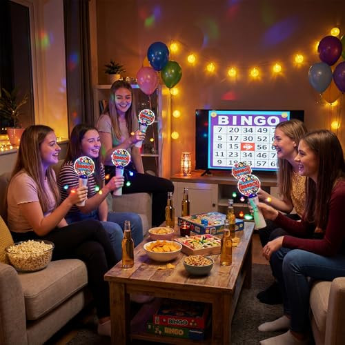 Vertintong Light Up Bingo Spinner Wand Led Glow Spin Bingo Game 2 Pcs