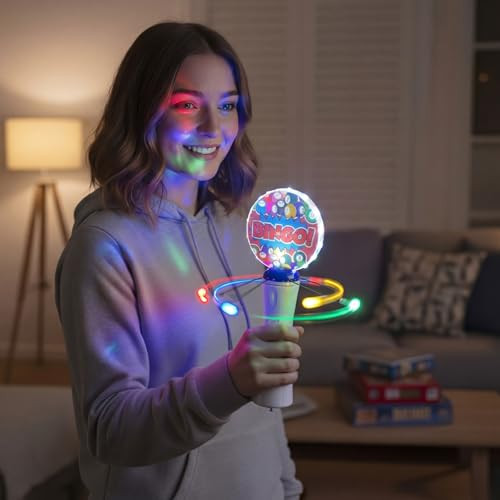 Vertintong Light Up Bingo Spinner Wand Led Glow Spin Bingo Game 2 Pcs