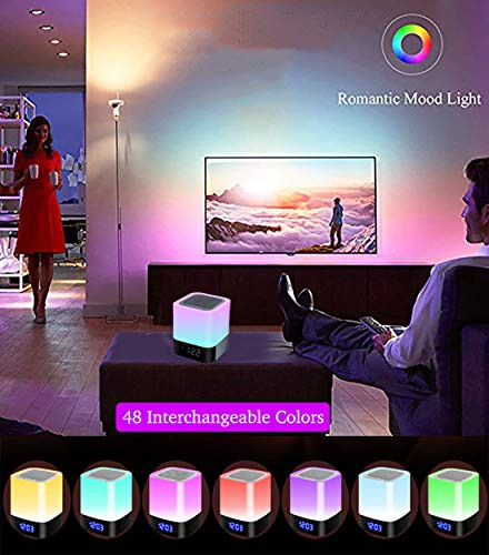 Hoaboly Night Lights Bluetooth Speaker Alarm Clock Wireless Bluetooth SpeakersTouch Sensor Bedside