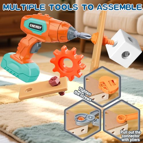 Veais Kids Tool Set With Drill Stem Building Tools With Storage Box 148 Pcs