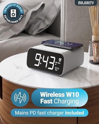 Majority Bluetooth Alarm Clocks With Wireless Charging 10W