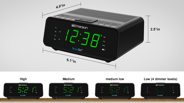 Emerson Cks1900 Smartset Dual Alarm Clock Radio With Am/Fm Digital Tuning Auto Green