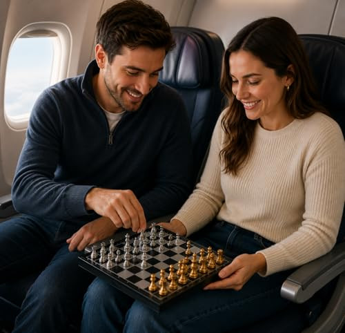 Big Mo'S Toys Magnetic Travel Chess Set Game With Folding Board Portable And Storage