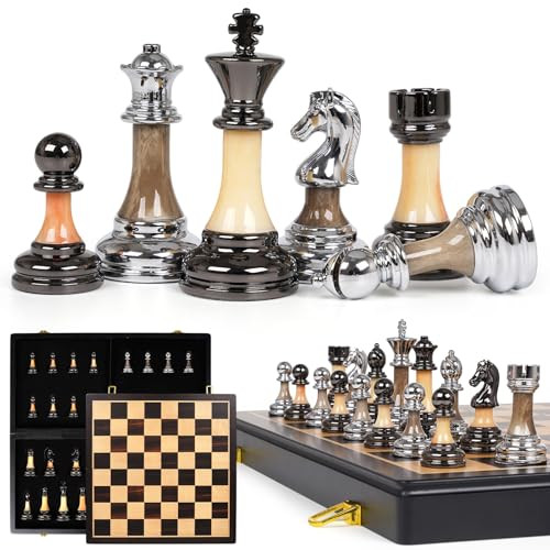 Xaohao Luxury Large Metal and Acrylic Chess Set With Wooden Chess Board