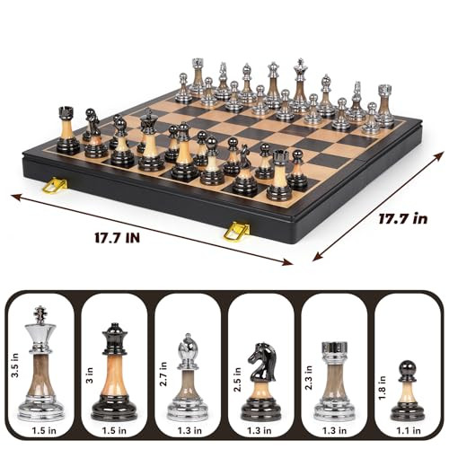 Xaohao Luxury Large Metal and Acrylic Chess Set With Wooden Chess Board