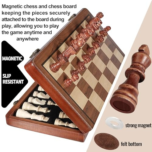 Qummfa 2 In 1 Wooden Chess And Checkers Set