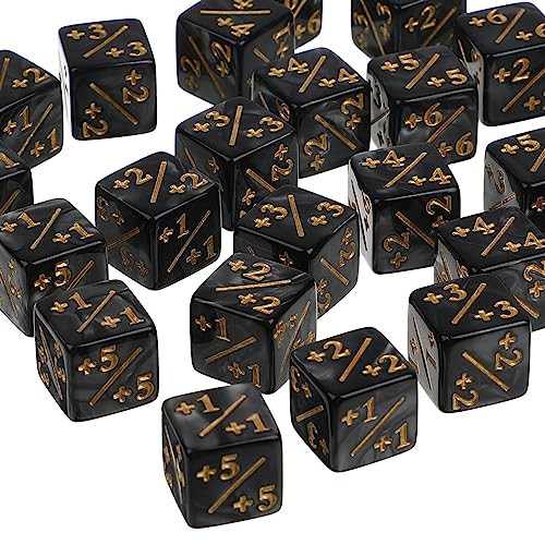 Topperfun 1/+1 Token Dice Counter 0.63In D6 Plus And Minus Dice Set 24Pcs Black