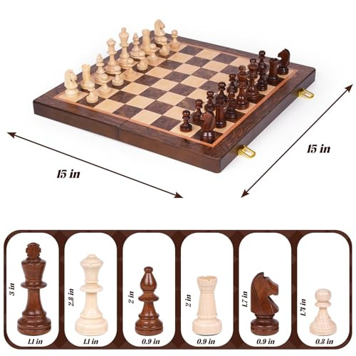 Xaohao Magnetic Chess Set Wooden Chess Set With Storage Folding Travel Chess 15 Inch