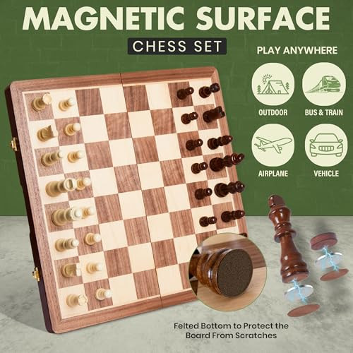 Ecocrafter 15'' 2 In 1 Wooden Magnetic Chess And Checkers Set (2
