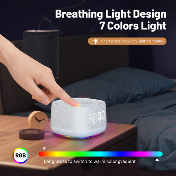 Strackvial Sound Machine and Clock With Bluetooth 5.4 14 Soothing White Noise White