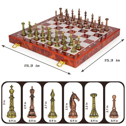 Xaohao Vintage Metal Chess Set For Adults and Kids