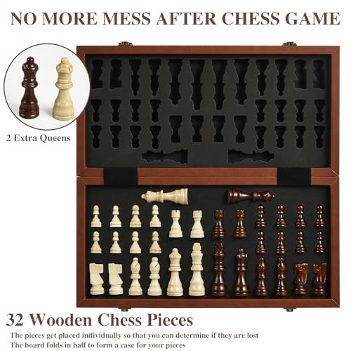 Oumoda Magnetic Chess Set For Adult Kid 15.4 Leather Chess Board With