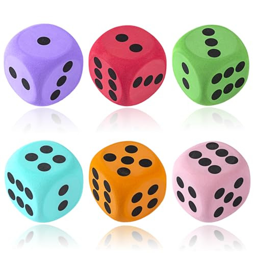 Yowget Large Foam Dice Set Soft Eva Jumbo Dice Cubes For Classroom 3.15 Inch 6 Pcs