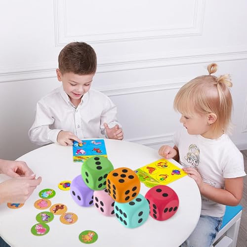 Yowget Large Foam Dice Set Soft Eva Jumbo Dice Cubes For Classroom 3.15 Inch 6 Pcs