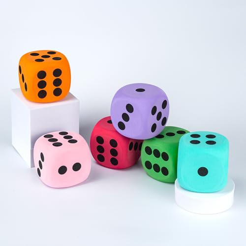Yowget Large Foam Dice Set Soft Eva Jumbo Dice Cubes For Classroom 3.15 Inch 6 Pcs