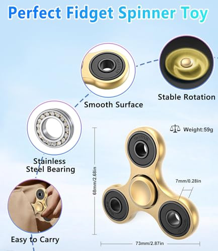 Atesson Fidget Spinner Gold Stress Relief Reducer Toys High Speed Bearing Metal Gold