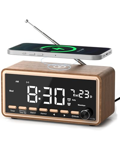 Wamgra Digital Alarm Clocks Radio For BedroomsFm Radio and White Noise Sound White