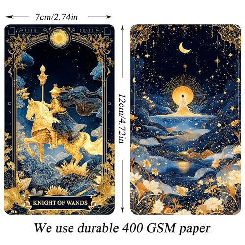 Vzmeiyre Celestial Tarot Deck Unique Tarot Cards For Beginners With Blue Gold Blue