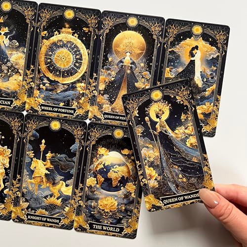 Vzmeiyre Celestial Tarot Deck Unique Tarot Cards For Beginners With Blue Gold Blue