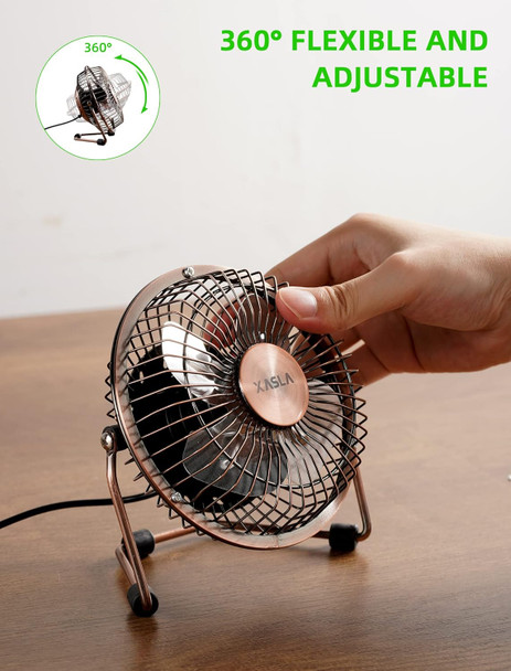 Xasla 4 Inch Small Usb Desk Fan, Mini Quiet Fan With Metal Construction Strong Airflow 360°Adjustable Tilt Angle, Personal Coolin Xasla 4 Inch Small Usb Desk Fan, Mini Quiet Fan With Metal Construction Strong Airflow 360°Adjustable Tilt Angle, Personal Coolin