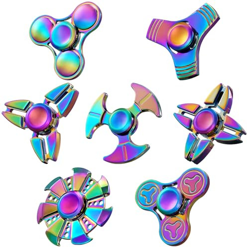 Scione Metal Fidget Spinner For Kid Adult Sensory Hand Fidget Toy Anxiety 7 Pack