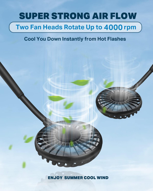 Neck Fan, Hand Free Portable Neck Fans For Women, Kids, And Men, 3 Speed Adjustable Hanging Around Necklace Fan, Rechargeable Neck Fan, Hand Free Portable Neck Fans For Women, Kids, And Men, 3 Speed Adjustable Hanging Around Necklace Fan, Rechargeable