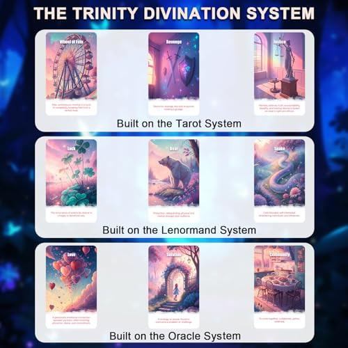 Bqlxbablt Pink Tarot Oracle Lenormand Cards For Beginner Unique Trinity Divination Deck Pink