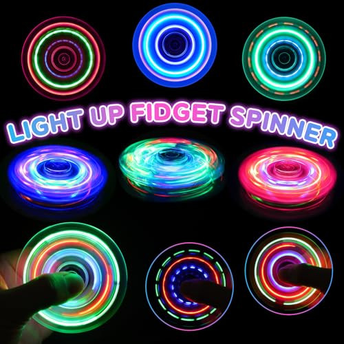 Fasray Fidget Spinner Light Up Sensory Fidget Toys Adults Kids 4812 With 3 Pack