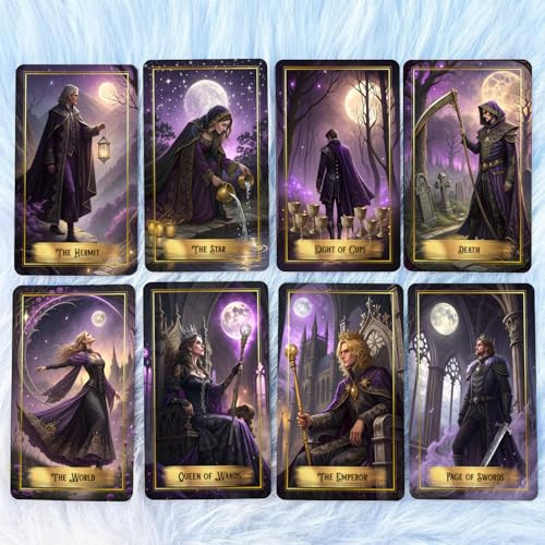 Zhqgyn Purple Moon Tarot Deck 78Card Dark Fantasy Set With Companion Guide Purple