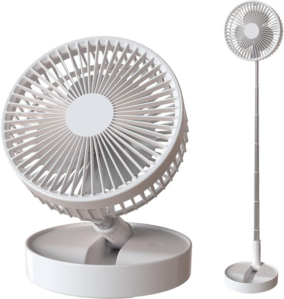 Foldaway/Foldable Fan With 7200Mah Rechargeable Battery BuiltIn, Running Time 1024 Hours Telescopic Tube Portable Quiet Floor Fan Foldaway/Foldable Fan With 7200Mah Rechargeable Battery BuiltIn, Running Time 1024 Hours Telescopic Tube Portable Quiet Floor Fan
