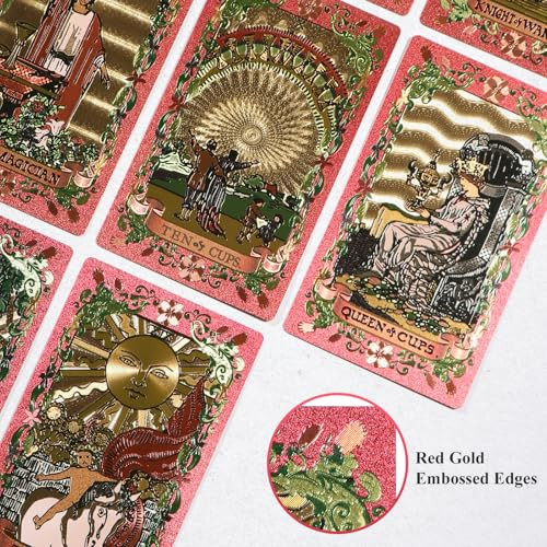 Egcuq 78 Pink Tarot Cards With Guide BookGold Foil Rider Waite Tarot Pink