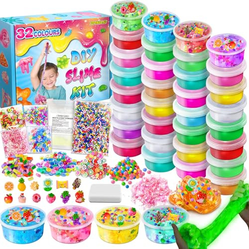 Yopinsand Diy Slime Kit Slime Making Kit For Girls Crystal Clear Slime 32 Cups Clear