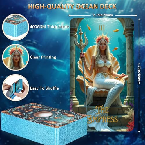 Xsylohxl Ethereal and Celestial Ocean Tarot Deck For Beginners Unique Marine Four Blue