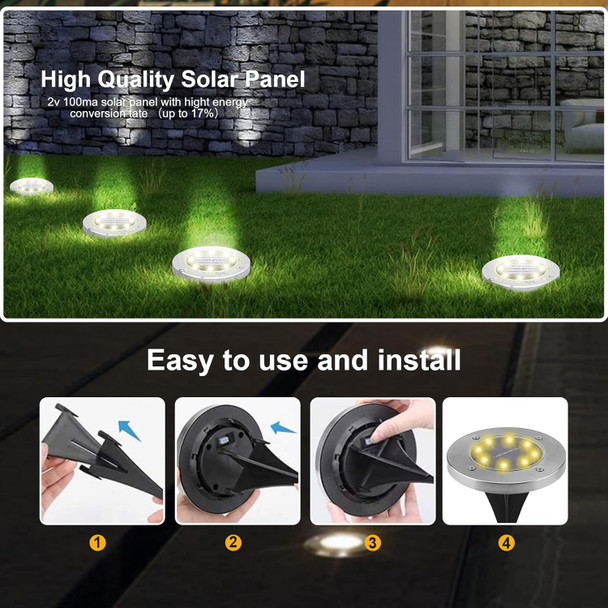 8 Pack White Solar Ground Lights,8 Led Waterproof InGround Lights Solar Powered Garden Lights Patio Disk Lights Outdoor Landscape 8 Pack White Solar Ground Lights,8 Led Waterproof InGround Lights Solar Powered Garden Lights Patio Disk Lights Outdoor Landscape