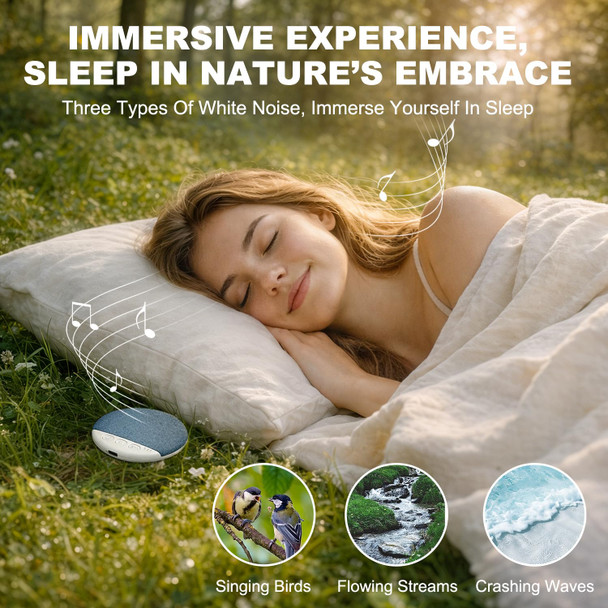 Vitomas Sleep White Noise Machine With Smart Bluetooth 5.4 Pillow Speaker White
