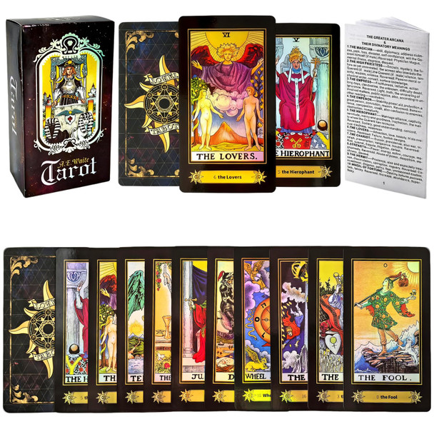Vovoh Tarot Cards Deck 78 Holographic Classic Tarot Cards With Surface Laser
