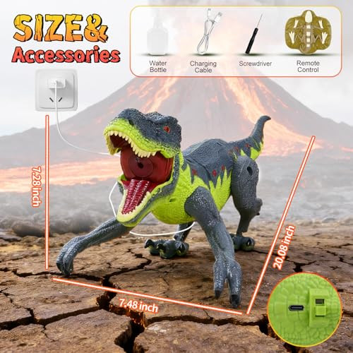 Qpou Remote Control Dinosaur Toy For Kids
