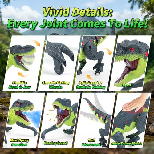 Qpou Remote Control Dinosaur Toy For Kids
