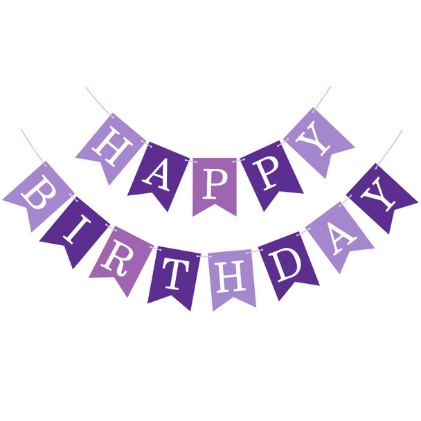 Jhzmcrx Happy Birthday Banner Sign Birthday Garland Wall Door Banners Flag For Purple