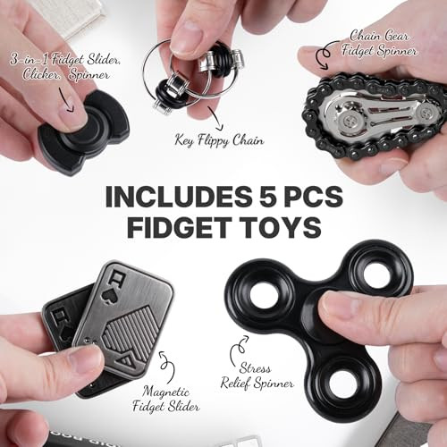 Kambolly Fidget Toys Adults Metal Fidgets Toy Set Magnetic Spinners Figette Toys 5 Pcs