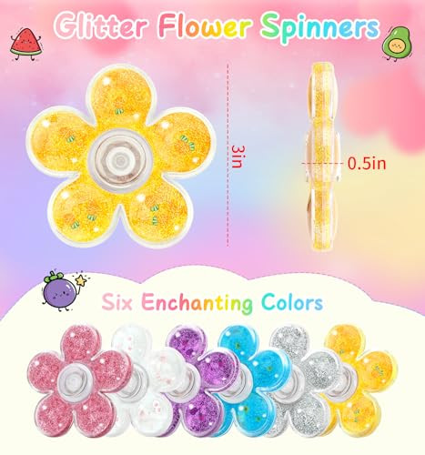 Atesson Fidget Spinner Glitter Liquid Fidget Toys For Stress Relief Anxiety Adhd 6 Pack