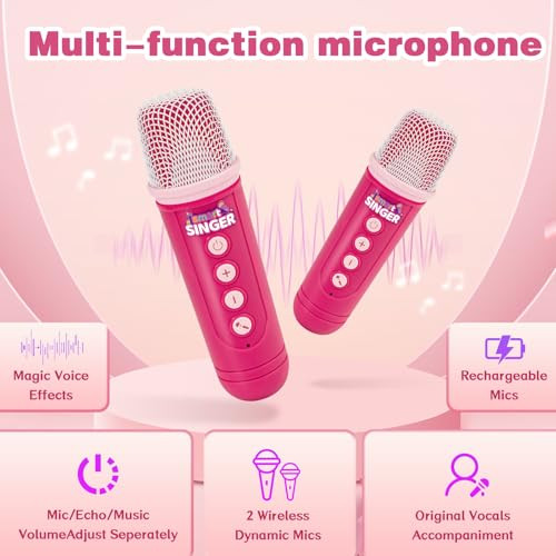 Weirtoya Mini Karaoke Machine For Kids Girl Kids Microphone Portable Bluetooth Speakers