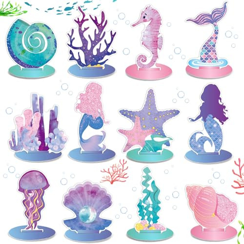 Zoiiwa Mermaid Birthday Decorations Little Mermaid Table Centerpiece Under The Sea Centerpiece 24 Pcs