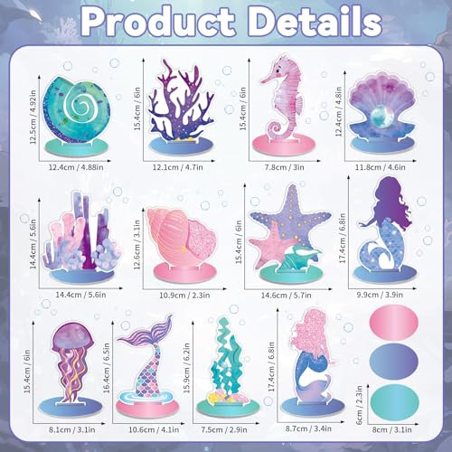 Zoiiwa Mermaid Birthday Decorations Little Mermaid Table Centerpiece Under The Sea Centerpiece 24 Pcs